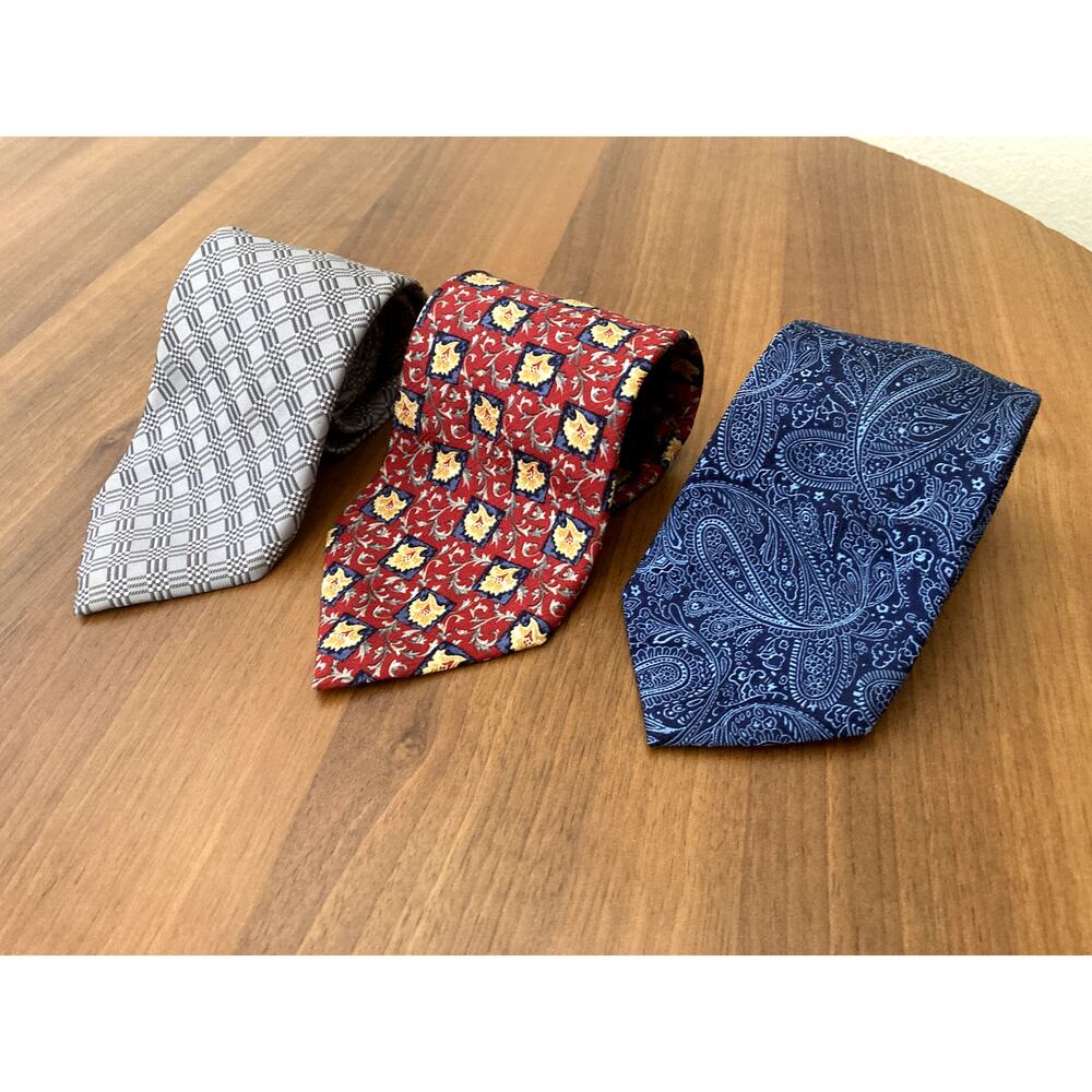 Countess Mara Neckties 100% Silk Geometrical Paisley Set of 3 Bundle